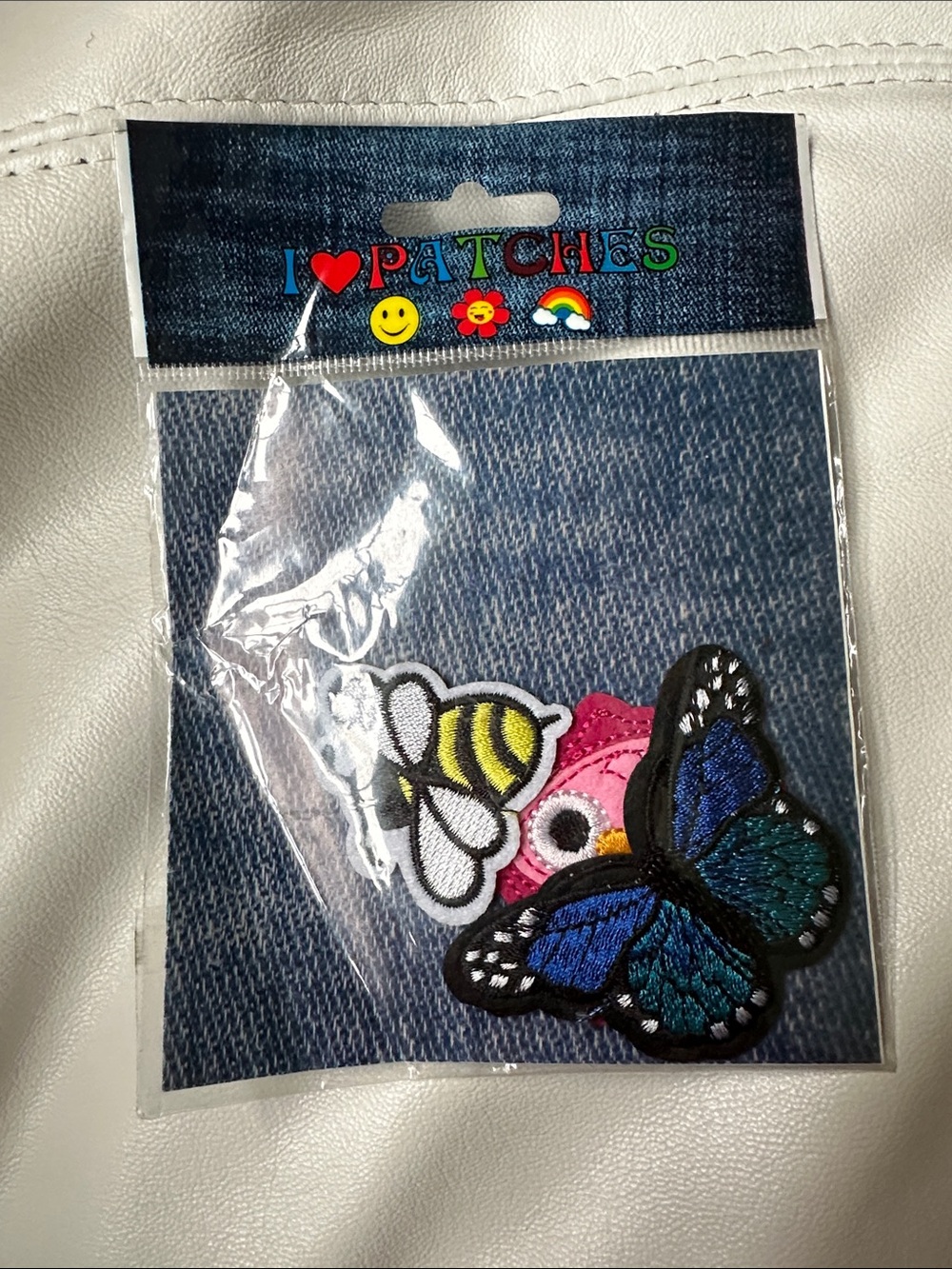 Kids Blue Butterfly, Yellow Bee & Pink Owl Patch Trio -
